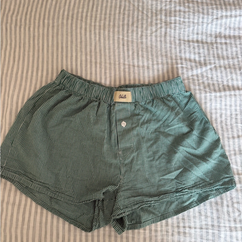 Green Gingham Women's Cargo Shorts